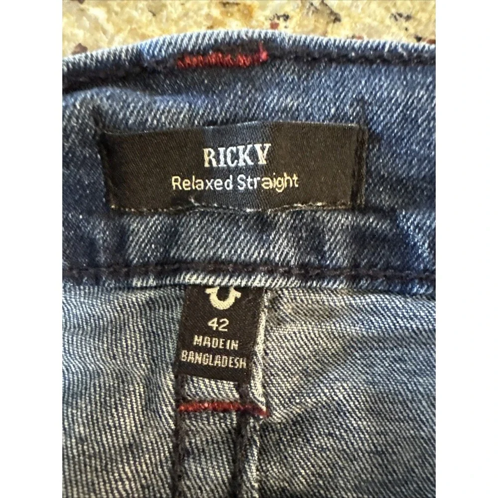 True Religion Ricky Jeans Relaxed Straight Medium Wash Men's Size 42/26 Y2K